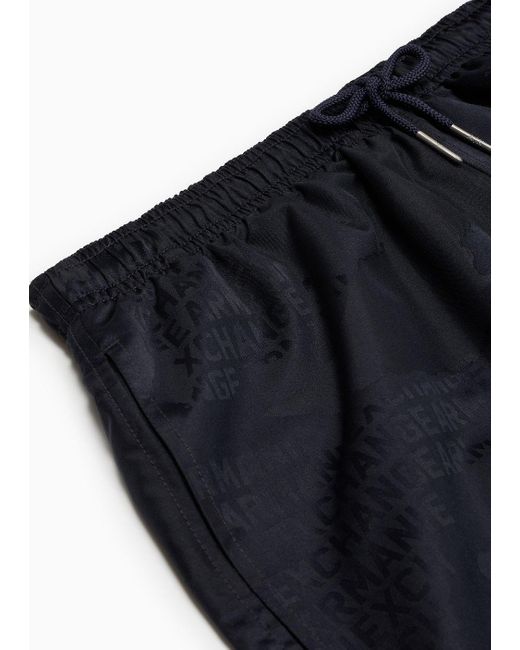 Armani Exchange Black Fabric Swim Shorts With Logo for men