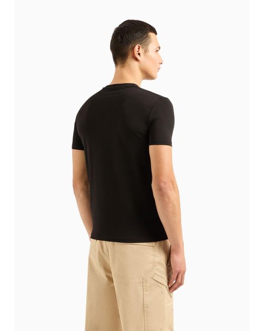 T-shirt Slim Fit In Cotone Stretch Con Logo Sul Petto di Armani Exchange in Black da Uomo