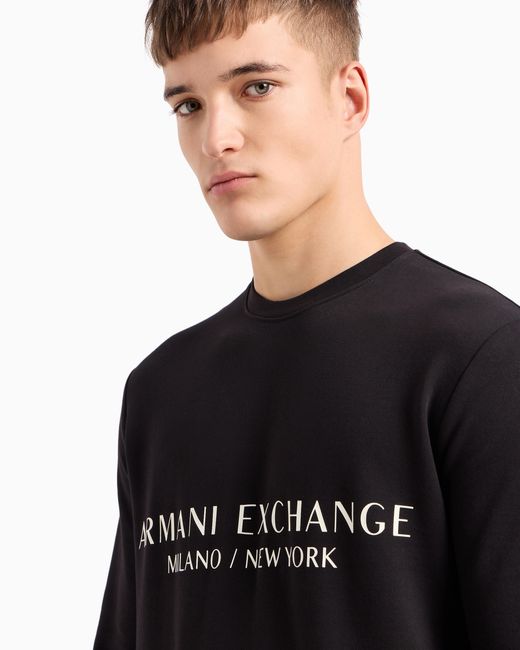 Sudadera Con Cuello Redondo Milán/Nueva York ARMANI EXCHANGE de hombre de color Black