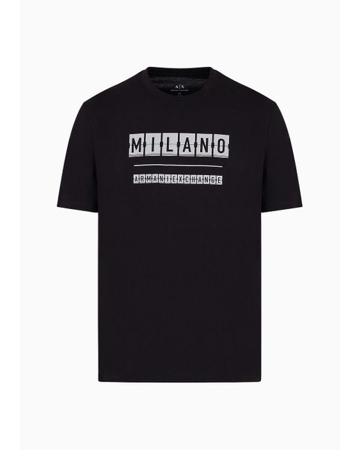 Armani Exchange Black Regular Fit Jersey T-shirt With Contrasting Logo Print for men