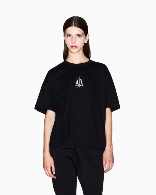ARMANI EXCHANGE Black Boxy Fit T-Shirt