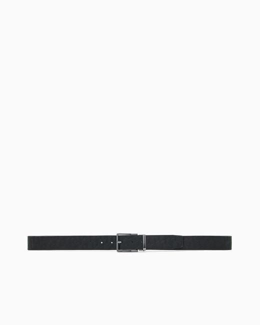 ARMANI EXCHANGE White Belt With A Textured Pattern And Polished Metal Buckle for men