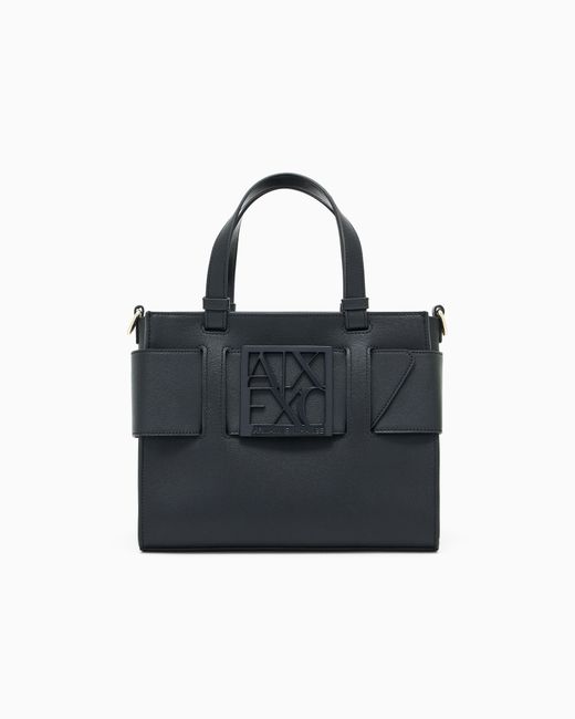 ARMANI EXCHANGE Black Shopping Bag With Monogram