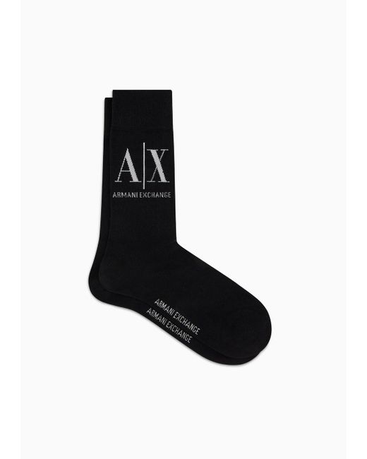 Armani Exchange Black Socks With Logo for men