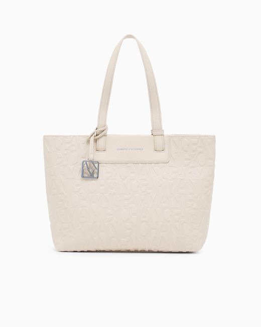 ARMANI EXCHANGE Natural Shopper Bag With Allover Logo