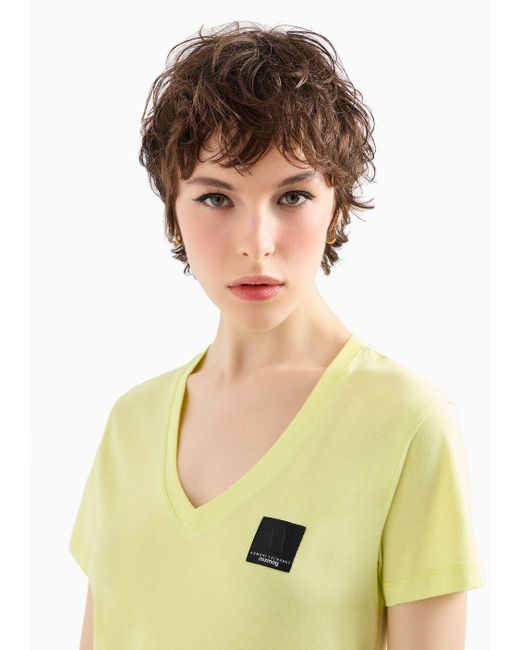 Armani Exchange Yellow Mix Mag Regular Fit T-shirt In Asv Organic Cotton