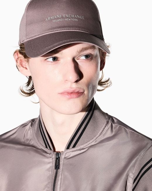 ARMANI EXCHANGE White Cotton Baseball Cap With Embroidered Logo Essential for men
