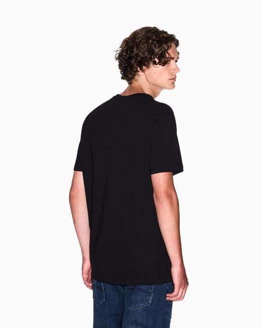Camiseta De Corte Regular Con Logo Estampado En El Pecho ARMANI EXCHANGE de hombre de color Black