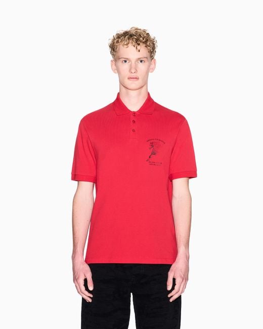 ARMANI EXCHANGE Red Classic Cotton Pique Polo With Horse for men