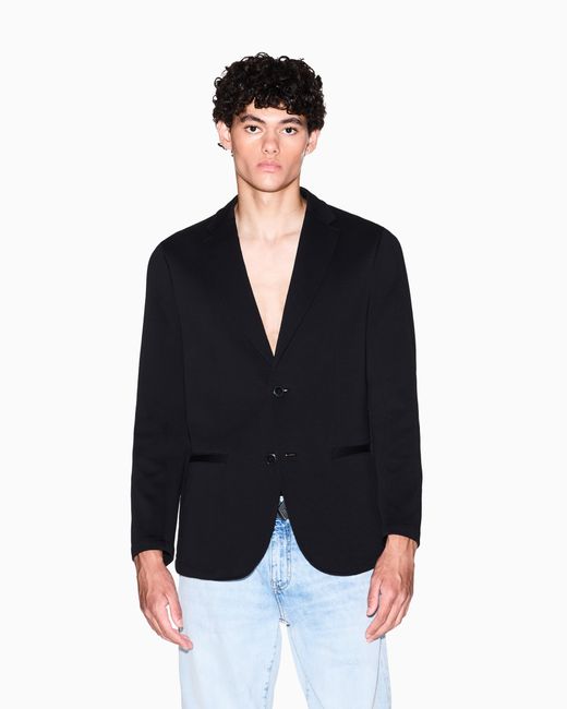 ARMANI EXCHANGE Blue Two-Button Jacket With Patch Pockets for men