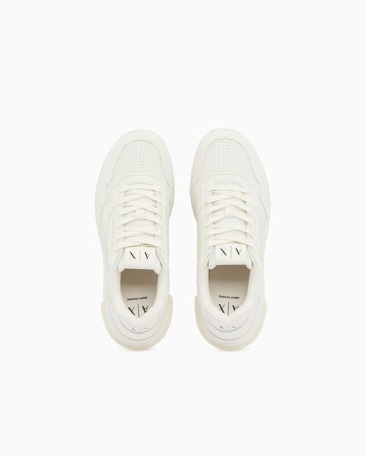 ARMANI EXCHANGE White Technical Fabric Sneakers for men
