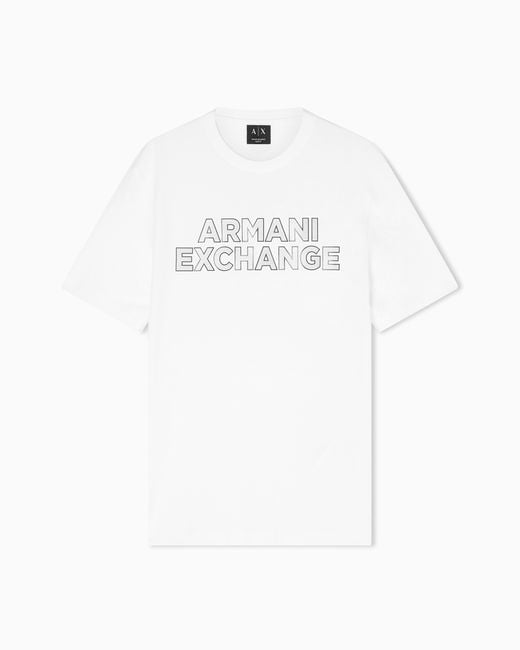 ARMANI EXCHANGE White Slim Fit Cotton T-Shirt for men