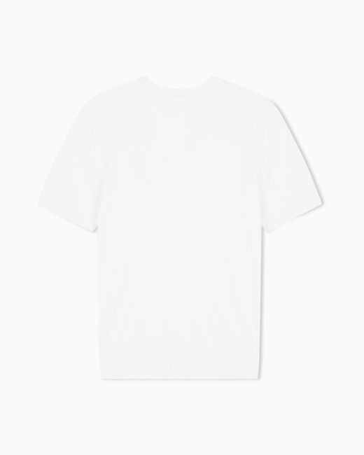 ARMANI EXCHANGE White Cotton Crew Neck T-Shirt With Embroidered Logo Essential for men