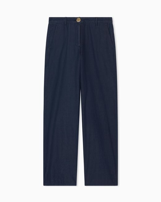 ARMANI EXCHANGE Blue Chambray Fabric Trousers