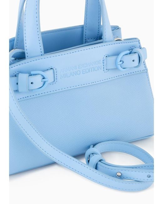 Armani Exchange Blue Small Tote Bag With Side Buckles