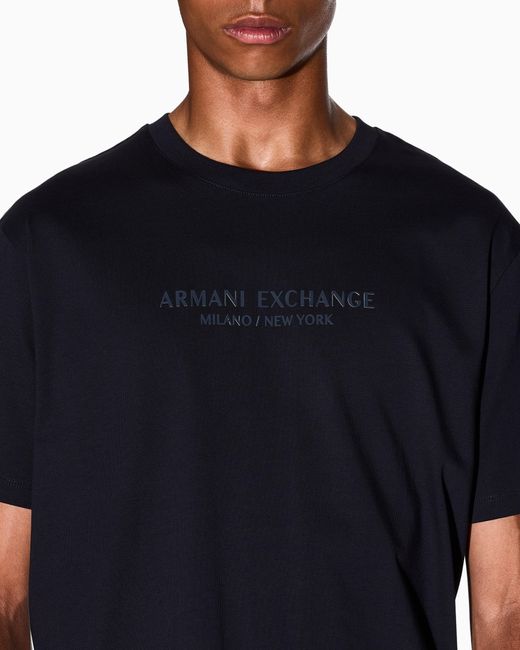 ARMANI EXCHANGE Blue Regular Fit T-Shirt With Logo for men
