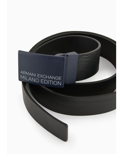 Armani Exchange White Leather Belt With Buckle for men