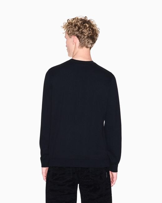 ARMANI EXCHANGE Black Crew Neck Sweater With Horse Embroidery for men