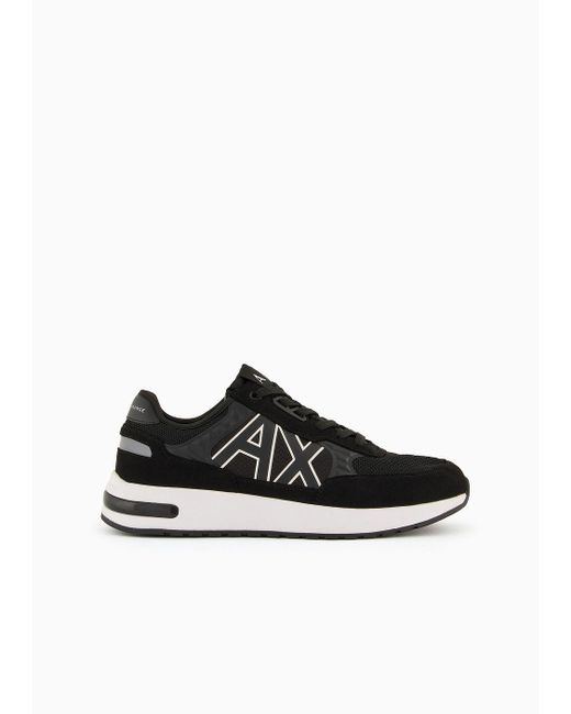 Sneakers Multimateriale di Armani Exchange in Black da Uomo