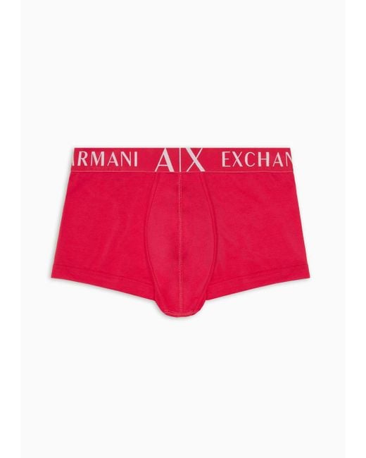 Armani Exchange Red Stretch Cotton Boxer Briefs for men