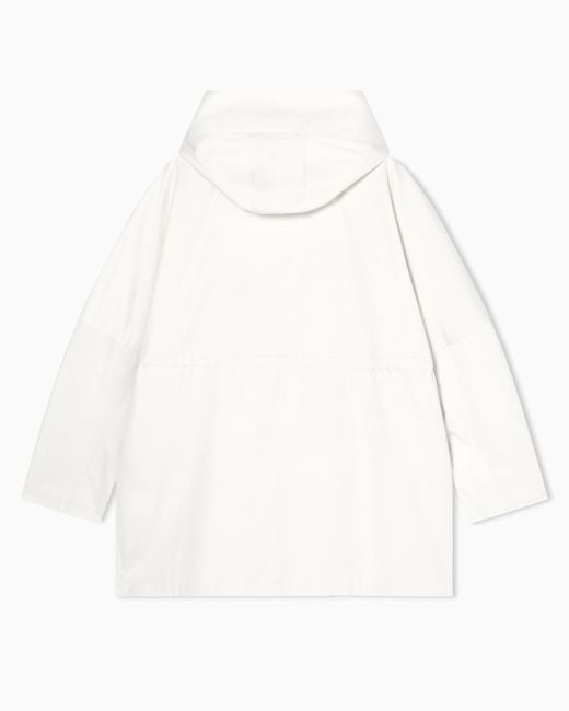 ARMANI EXCHANGE White Satin Nylon And Cotton Parka With Hood