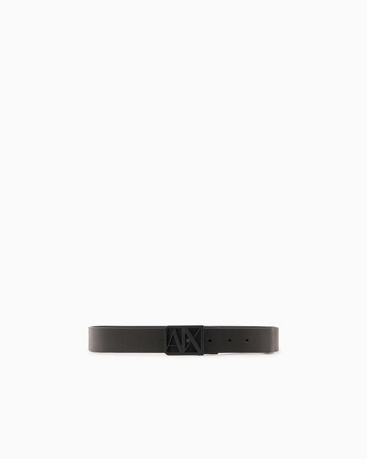 ARMANI EXCHANGE White Reversible Belt With Logo for men