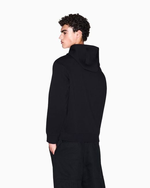 Sudadera Con Capucha De Algodón Elástico Con Logotipo Icon ARMANI EXCHANGE de hombre de color Black