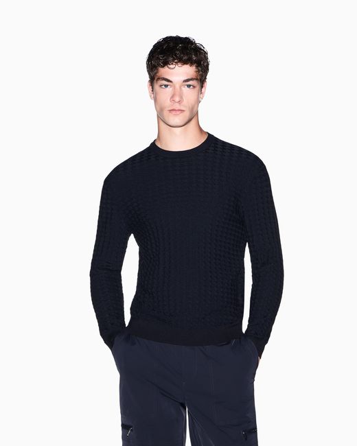 ARMANI EXCHANGE Blue Regular Fit Pullover Viscose Blend for men