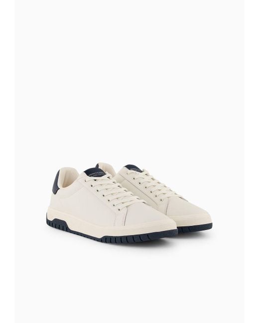 Armani Exchange White Leather Sneakers With Contrasting Details for men