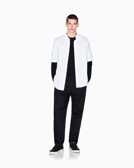 ARMANI EXCHANGE White Short-Sleeve Button-Up Shirt for men