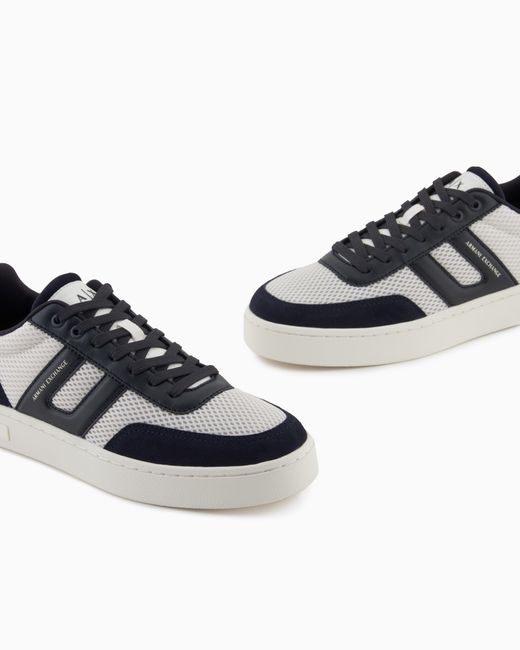 Baskets En Mesh Avec Empiècements Contrastés ARMANI EXCHANGE pour homme en coloris White