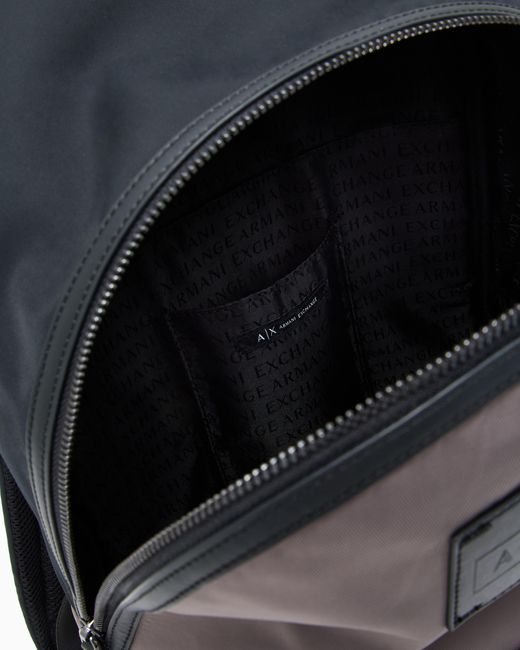 ARMANI EXCHANGE Gray Two-Tone Backpack With Logo for men