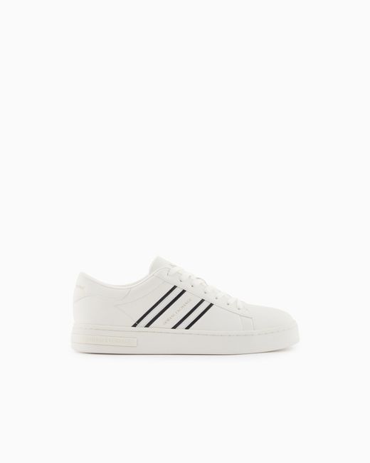 ARMANI EXCHANGE White Sneakers With Webbing And Rubber Sole for men