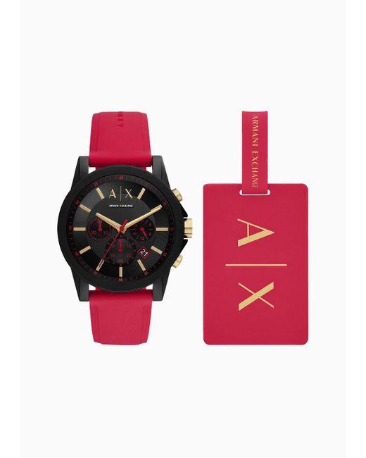 Armani Exchange Plastic Strap Watches in Red for Men | Lyst