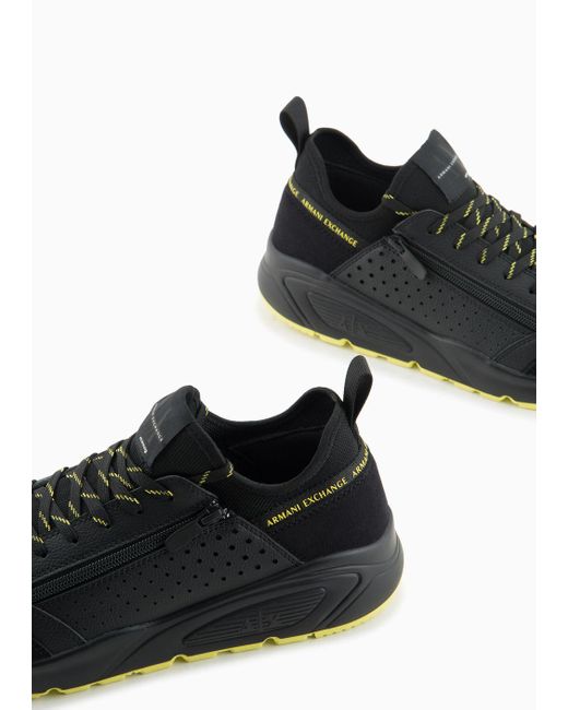 Armani Exchange Black Sneakers With Pull Tab On The Back for men