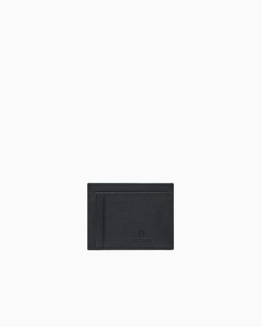 ARMANI EXCHANGE White Smooth Texture Card Holder for men