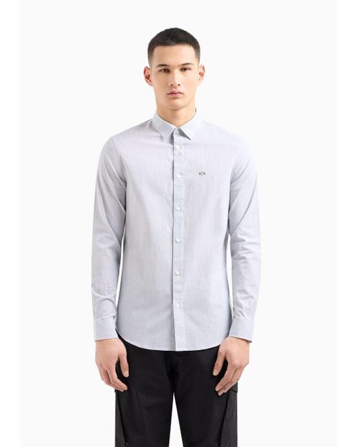 Armani Exchange White Regular Fit Shirt In Pure Cotton for men
