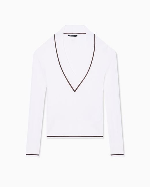 ARMANI EXCHANGE White Recycled Viscose Pullover With Woven Detail