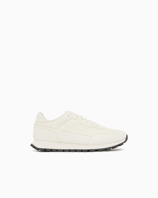 ARMANI EXCHANGE White Sneakers With Mini-Tumbled Finish And All-Over Logo for men