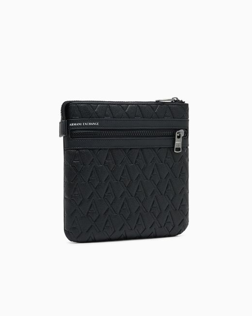 ARMANI EXCHANGE Black Crossbody Bag With A Textured Finish And An Embossed Pattern for men