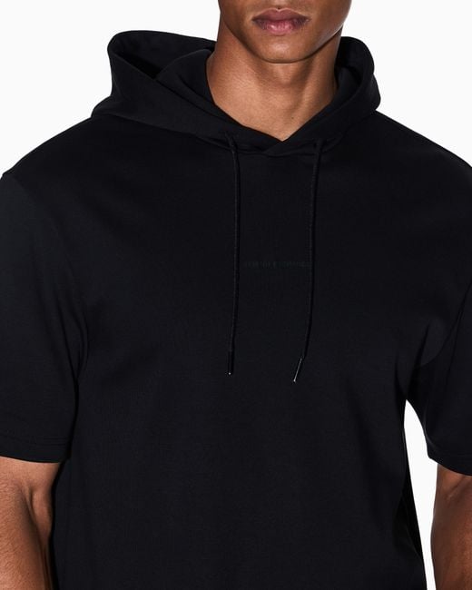 ARMANI EXCHANGE Black Short-Sleeved Sweatshirt With Logo for men