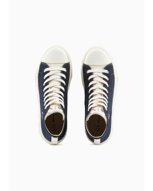 Armani Exchange Denim High-top Sneakers in Blue | Lyst
