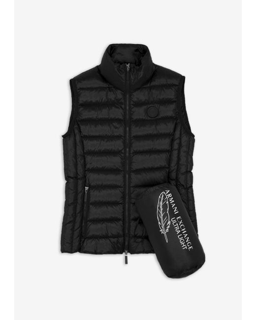 Armani Exchange Black Lightweight Real Down Vest