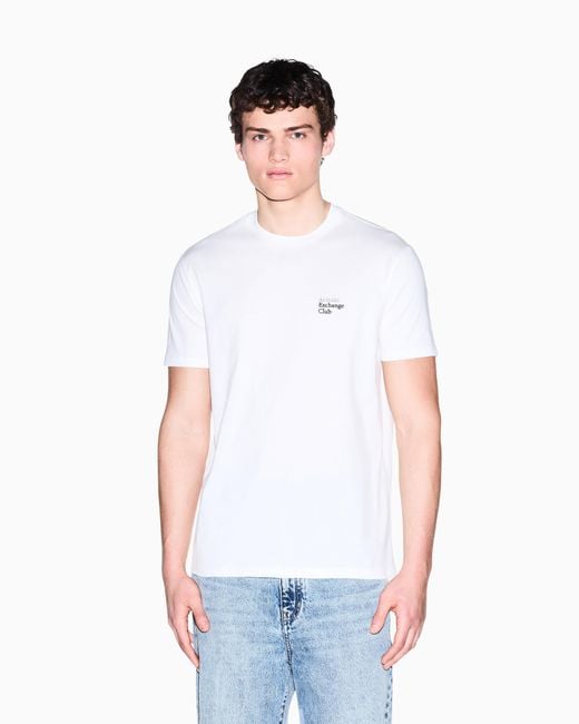 ARMANI EXCHANGE White Regular Fit T-Shirt for men