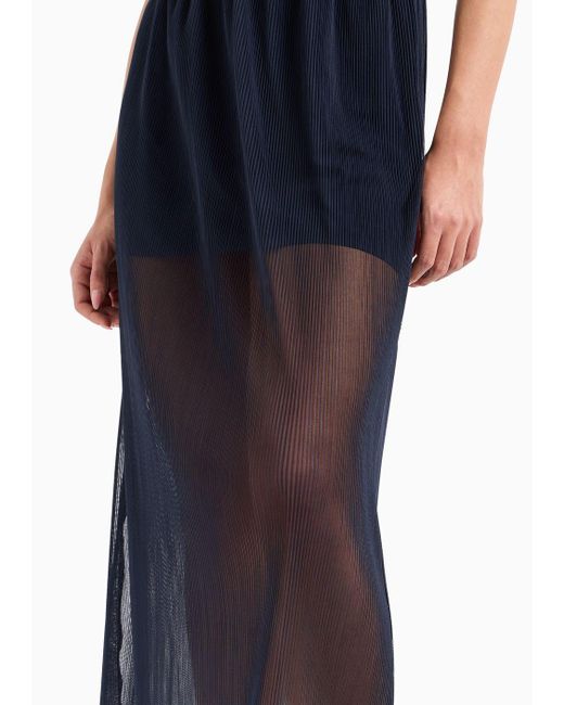 Armani Exchange Blue Long Two-piece Effect Voile Skirt