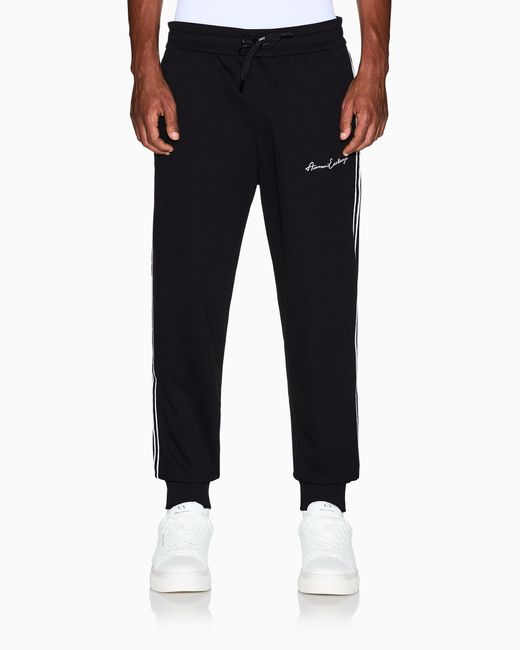 ARMANI EXCHANGE Black Logo Joggers for men
