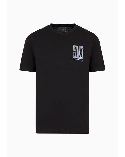 Armani Exchange Black Regular Fit Cotton T-shirt With Logo Print On The Chest for men