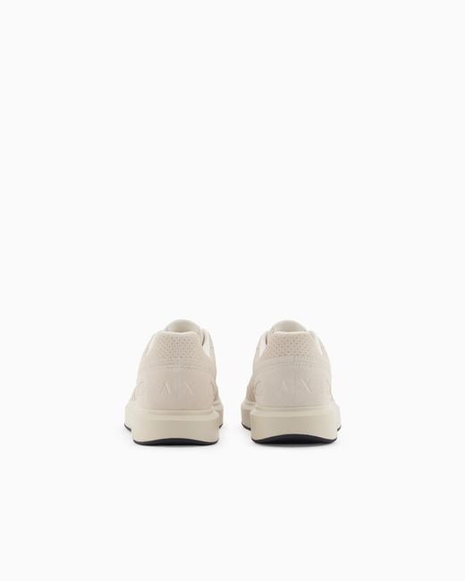 ARMANI EXCHANGE White Technical Fabric Sneakers for men
