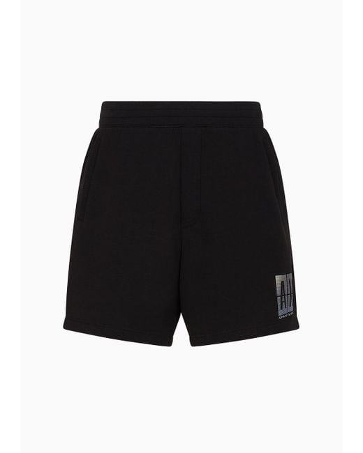 Armani Exchange Black Shorts With Side Logo Patch for men