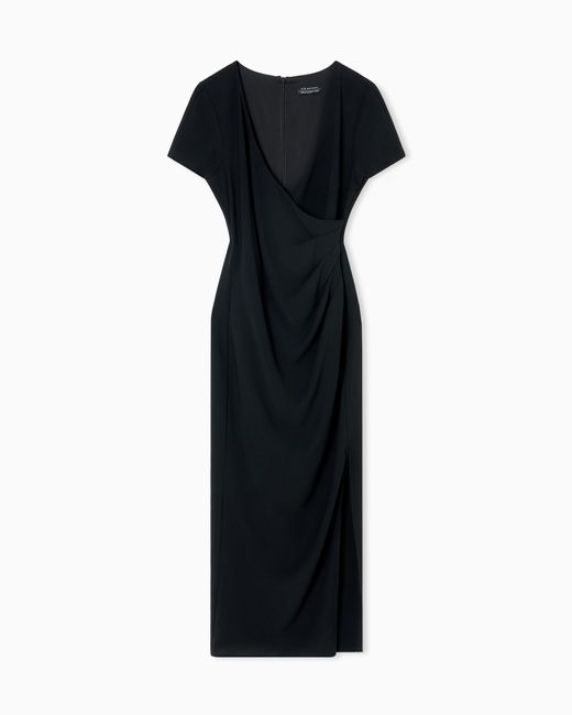 ARMANI EXCHANGE Midi Dress With Crossed V-Neck in Black | Lyst ARMANI EXCHANGE Midi Dress With Crossed V-Neck in Black | Lyst